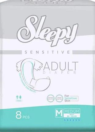 Подгузники для взрослых sleepy sensitive adult medium 85-125 см 6 к 8 шт
