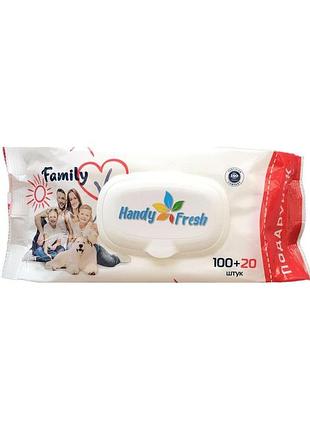 Салфетки влажные детские handy fresh family 100+20 шт
