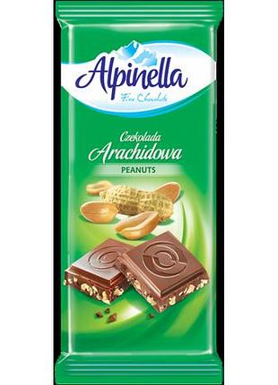 Шоколад молочный alpinella с арахисом 90 г