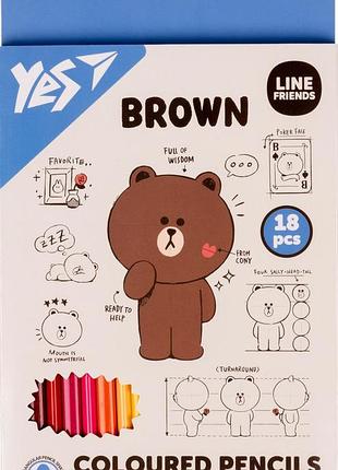 Олівці кольорові yes 290712 line friends 18 кольорів