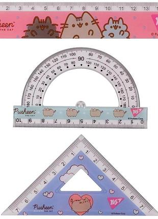 Набор геометрический yes pusheen 3 предмета линейка 15 см