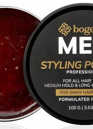 Мужская помадка для укладки волос bogenia men hair styling clay 100 г