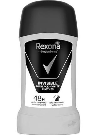 Антиперспирант стик rexona men invisible on вlack + white