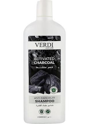 Шампунь для волос против перхоти verdi activated charcoal 600 мл