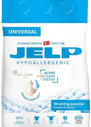 Гипоаллергенный стиральный порошок jelp universal 2.1 кг 35 циклов стирки