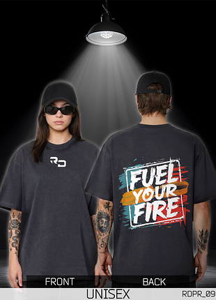 Оверсайз футболка унісекс fuel your fire сіра графіт