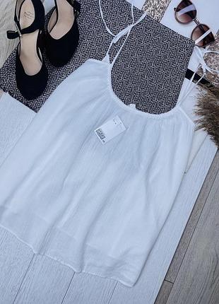 Новий білий топ h&m m oversize топ вільного крою літній топ на тонких бретельках бавовняний топ жатка