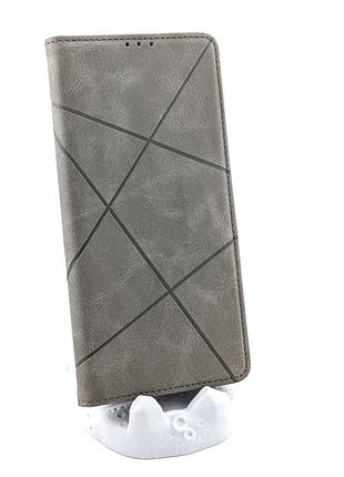 Чехол книжка business leather для xiaomi redmi 13c на магните с подставкой серый