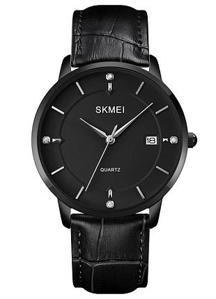 Наручний годинник skmei 1801lbkbk black-black leather