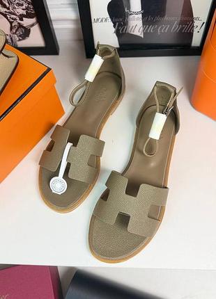 Жіночі коричньові босоніжки люкс бренд ерме santorini sandal