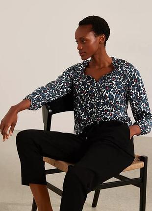 Вискозная блуза john lewis abstract animal print ruffle neck blouse