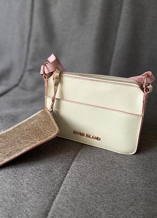 Стильна міні-сумочка river island з гаманцем рожево-золота