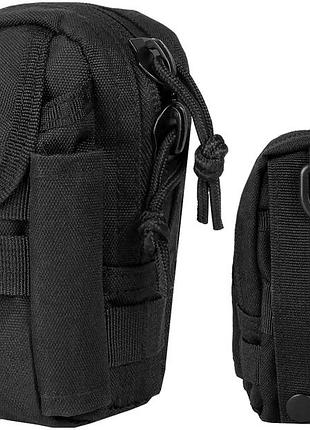 Подсумок на пояс с системой molle 7 карманов для прогулок черный mil-tec se1378