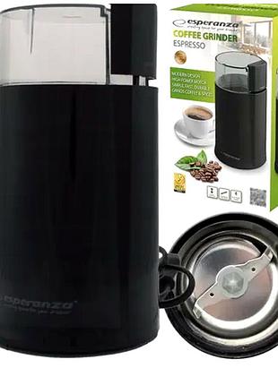 Кофемолка электрическая 120-160 вт для кухни 50 г черный esperanza he0681