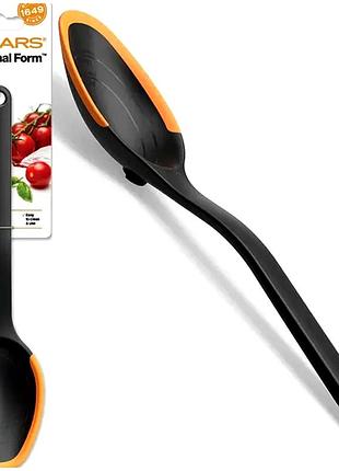 Універсальна кухарська ложка 29 см силікон для кухні чорний fiskars se0495