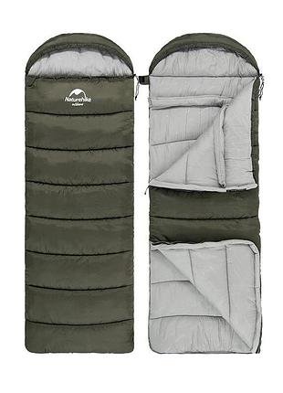 Спальник з капюшоном naturehike u350 nh20msd07, (1°c), лівий, зелений