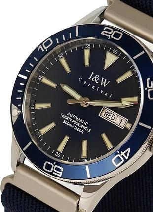 Чоловічий механічний годинник carnival bluemarine nylon strap 10 bar