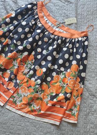 Новая стильная юбка миди asos батал большого размера h&amp;m с апельсинами shein летняя zara