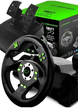 Руль для пк с вибрацией 270 градусов для игр черный esperanza he0611