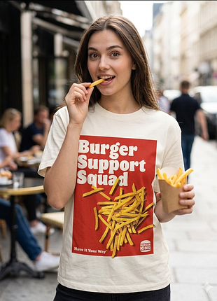Стильная футболка pull &amp; bear x burger king – лимитированная коллекция! размер xs
