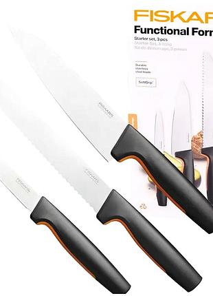 Набір кухонних ножів неіржавка сталь для кухні 3 предмети fiskars se0412