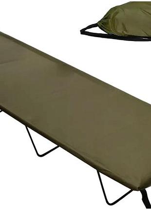 Туристична розкладачка 180х60 см до 120 кг з чохлом оксфорд для кемпінгу оливкова mil-tec se0225