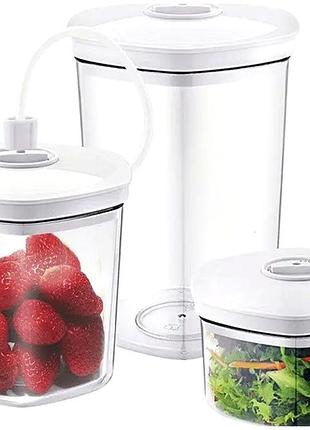 Вакуумные контейнеры 3 шт для хранения продуктов 0.70 л 1.40 л 2.00 л из стиролакрилонитрила caso se0532