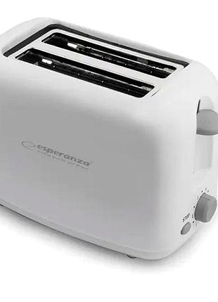 Тостер 600 вт 2 отделения для дома белый esperanza kt3182