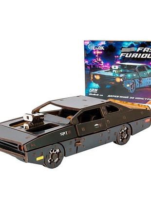 Дерев'яний 3d конструктор "fast furious" puz-62519, 125 деталей, чорний