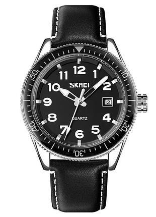 Наручний годинник skmei 9232lsibk silver-black leather