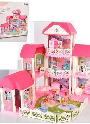 Домик для кукол трехэтажный для девочек высота куклы 11 см fairy care he0617