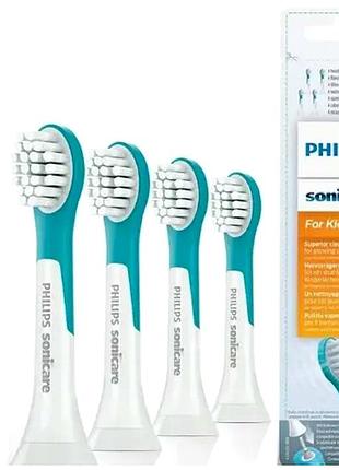 Сменные насадки для зубной щетки для детей 3+ 4 шт белый philips мс0449