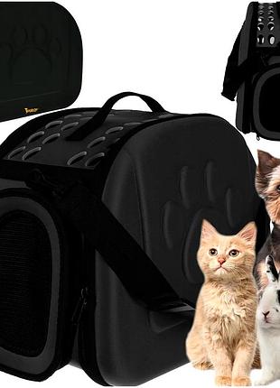 Сумка переноска для собак и кошек до 6 кг с ремешком и ручкой эва se1601 black