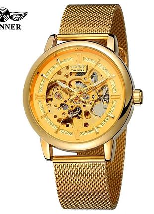 Наручний годинник forsining 8173 gold-gold mesh