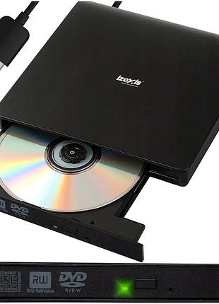Зовнішній привод cd-r dvd рекордер usb 3.0 для ноутбука 314 г чорний izoxis se0693