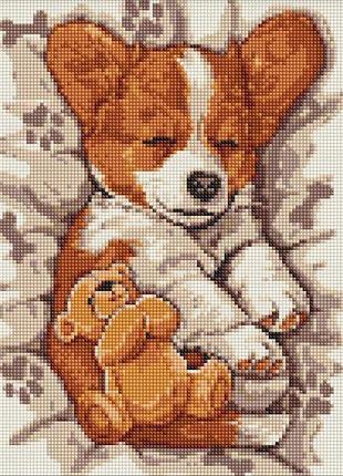 Алмазна мозаїка - сонний коргі ©art_selena_ua ідейка 30х40 см (amo8044)