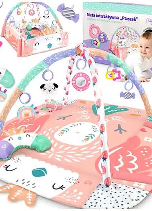 Развивающий коврик 110х100 см с 7 игрушками для детей ricokids розовый мс0175