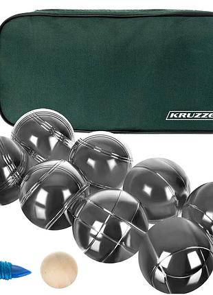 Кулі для гри в петанк 8 штук із чохлом для пікніка сірий kruzzel se0664
