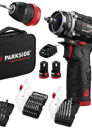 Дриль шурупокрут акумуляторний 12 в 2 а·год для дому 43 предмети parkside se0772