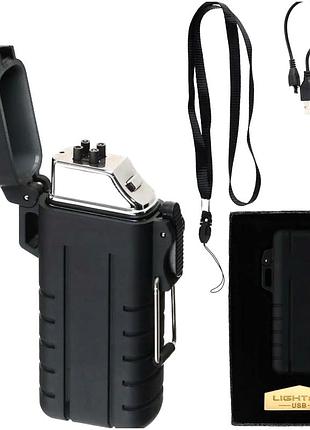 Аккумуляторная зажигалка usb плазменная с шнурком высокая температура для кемпинга черный atomic se0879