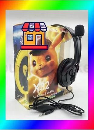 Bs проводные наушники pikachu best mix x32 игровые с микрофоном черный bas77/n