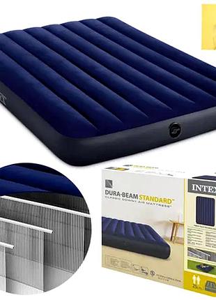 Двуспальный надувной матрас 137x191x25 см для сна 272 кг пвх синий intex se1030