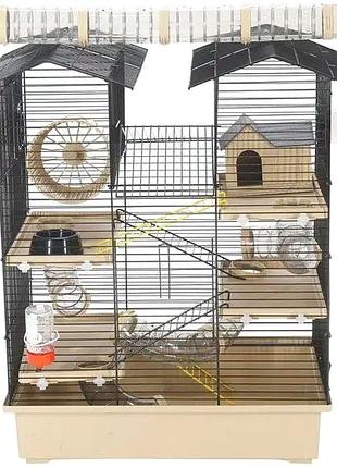Клетка для хомяка с тоннелями и домиком для мелких грызунов 55х38х68 см ch2 мс0351
