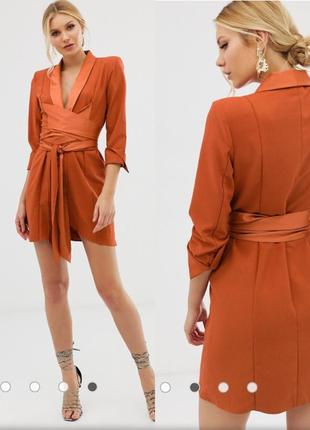 Сатиновое платье пиджак смокинг asos