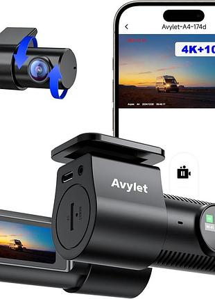 Уцінка! avylet 4k dual dash cam — автомобільний відеореєстратор з передньою та задньою камерою, 5g wi-fi, gps, нічним баченням