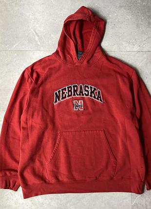 Вінтажна кофта оверсайз худі vintage starter nebraska huskers ncaa football distressed oversized hoodie