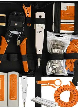 Набор сетевой тестер кабелей rj45 rj11 обжимка стриппер 145 элементов черный bigstren he0279