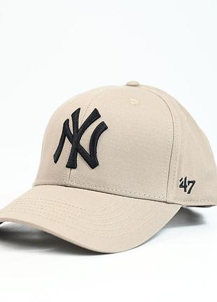 Бейсболка ny 022159-1 бежевий+чорний