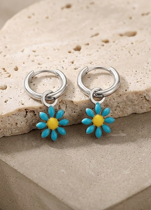 Серьги нержавеющая сталь stainless steel минималистичные цветочки
