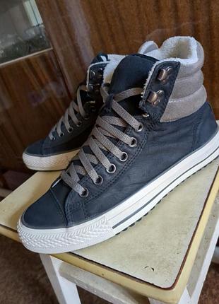 Кожаные утеплённые кеды converse. 2
